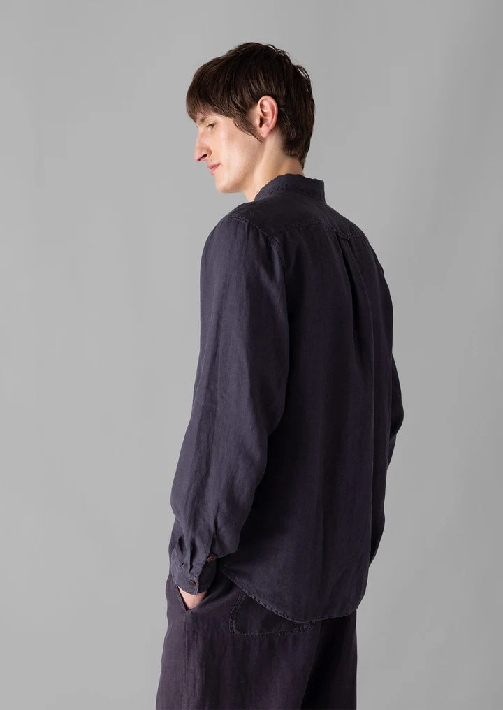 Loop Button Linen Shirt Slate