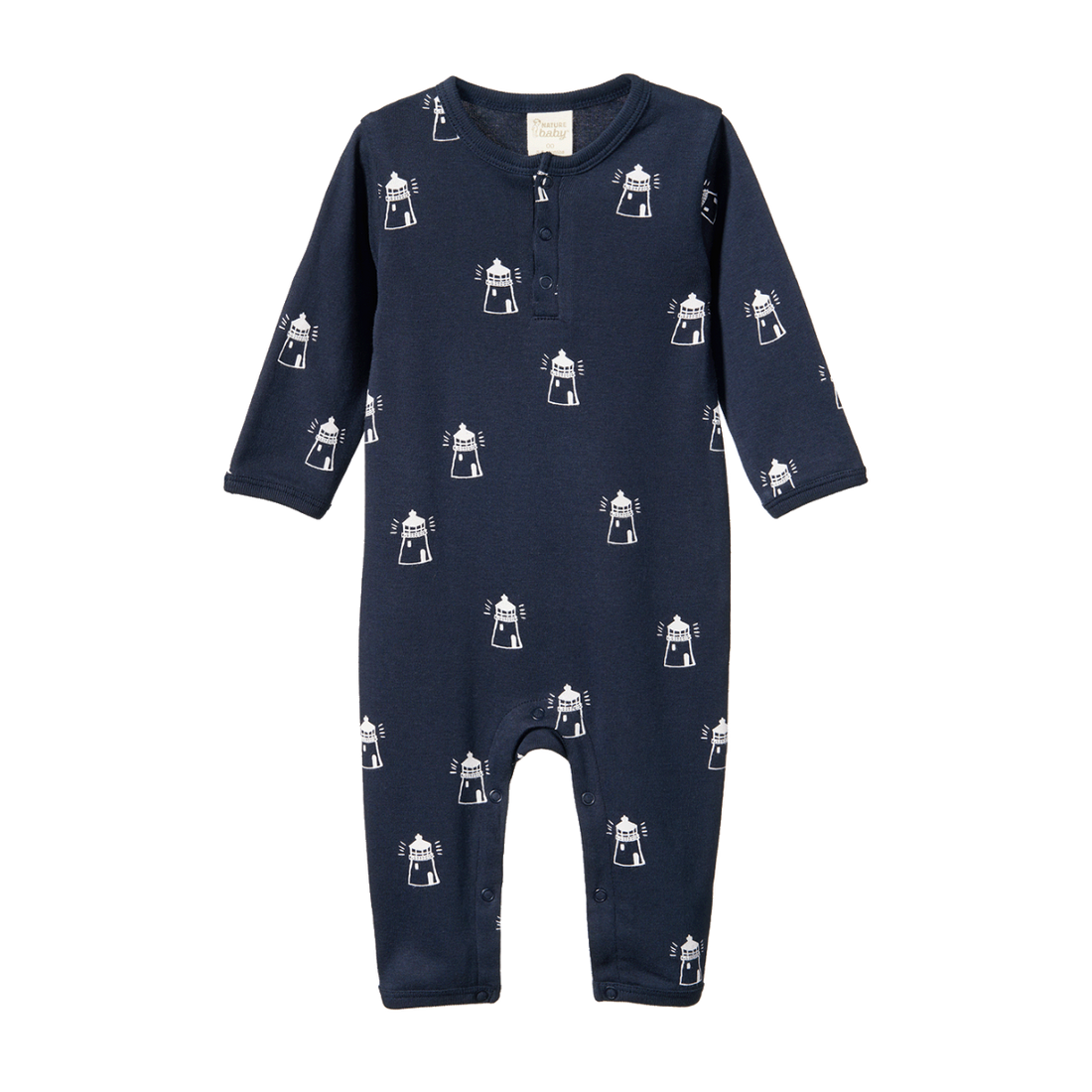Henley Sleep Suit Lighthouse Print