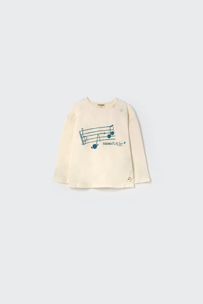 Soft Warm Jersey Print Baby T-shirt White