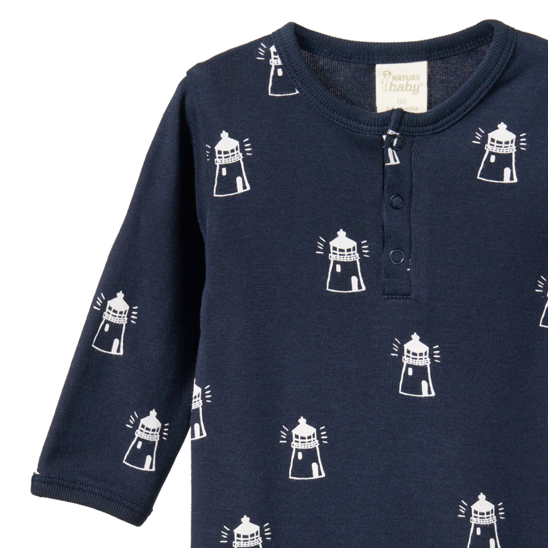 Henley Sleep Suit Lighthouse Print