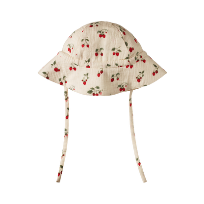 Muslin Sunhat - Strawberry Blush Print