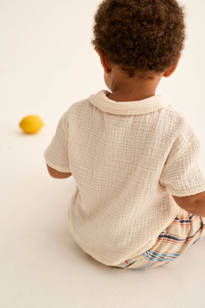 Soft Gauze Cotton Baby Shirt - Ivory