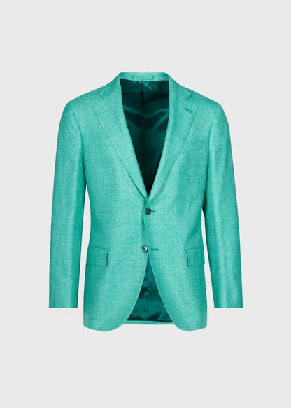 Silk Linen Wool Color Solid Sport Jacket - Green