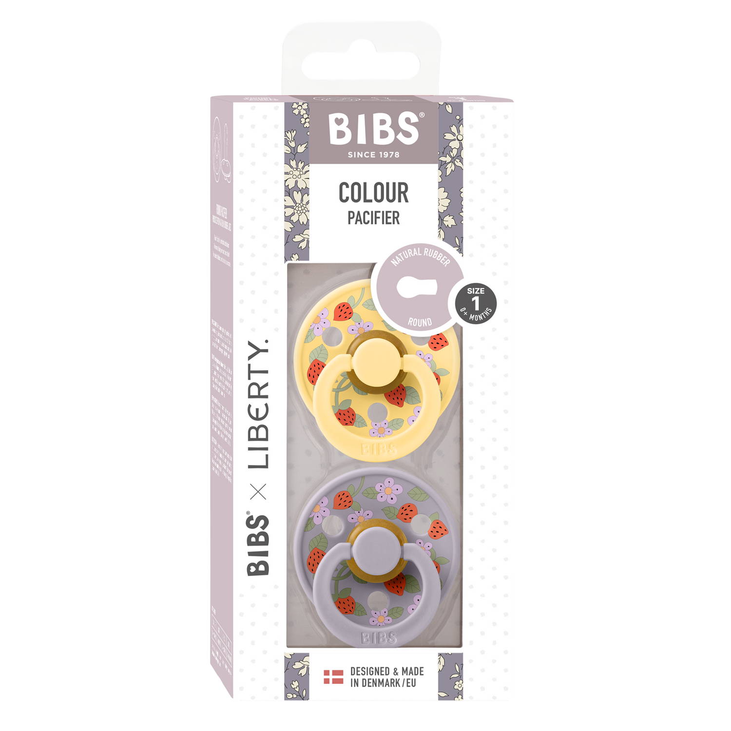 Bibs Pacifier x Liberty 2 Pack Strawberries and Cream - Pale Butter Mix