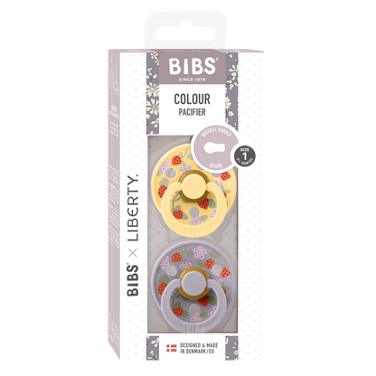 Bibs Pacifier x Liberty 2 Pack Strawberries and Cream - Pale Butter Mix