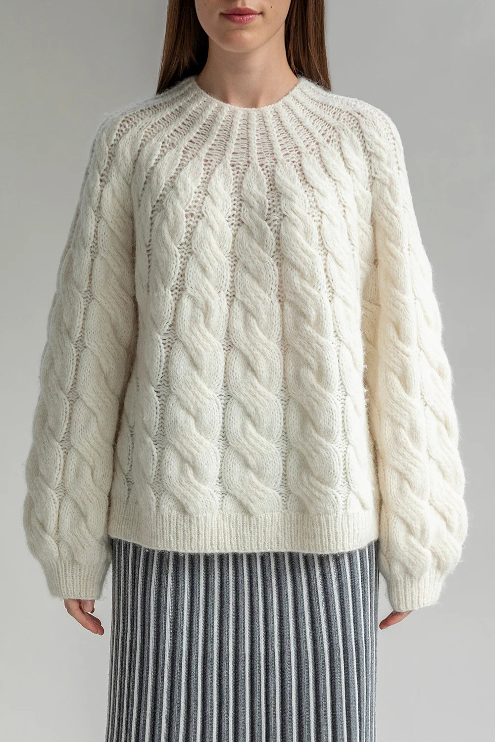 Tomo Mix Cable Handknit - Ivory