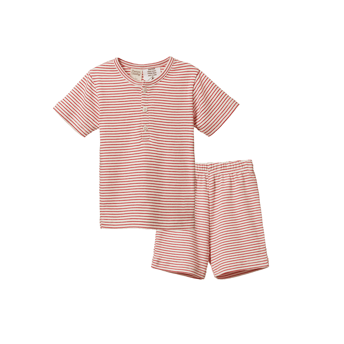 Short Sleeve Pyjama Set Red Pinstripe