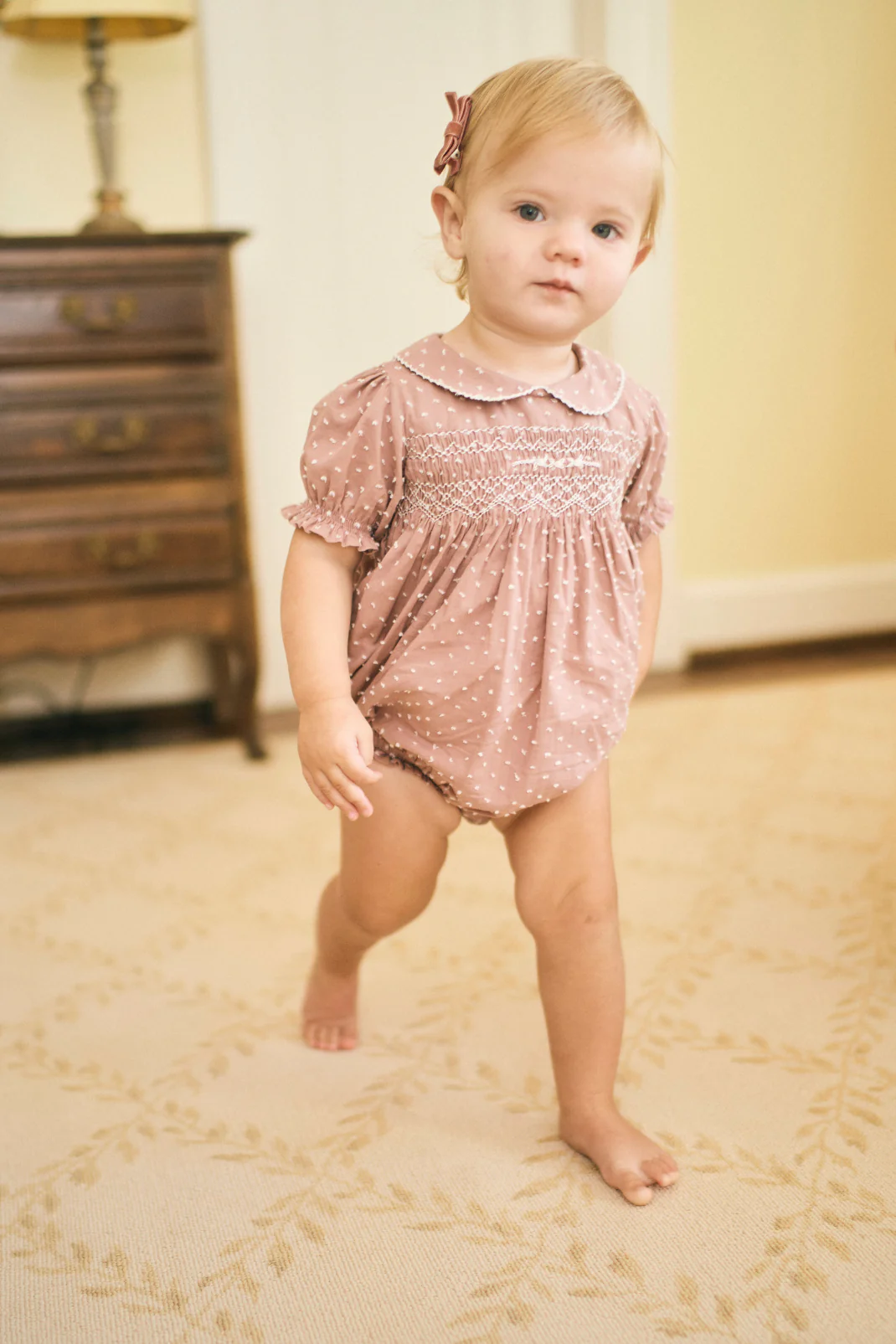 Emmy Bubble in Rose Swiss Dot