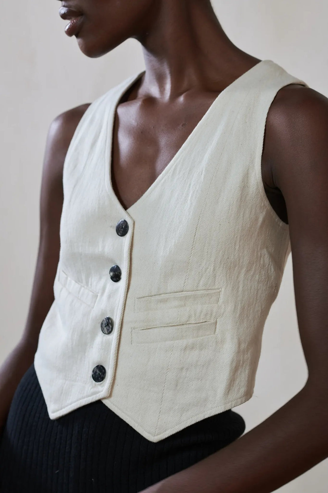 Farra Vest | Bone | Organic + Undyed