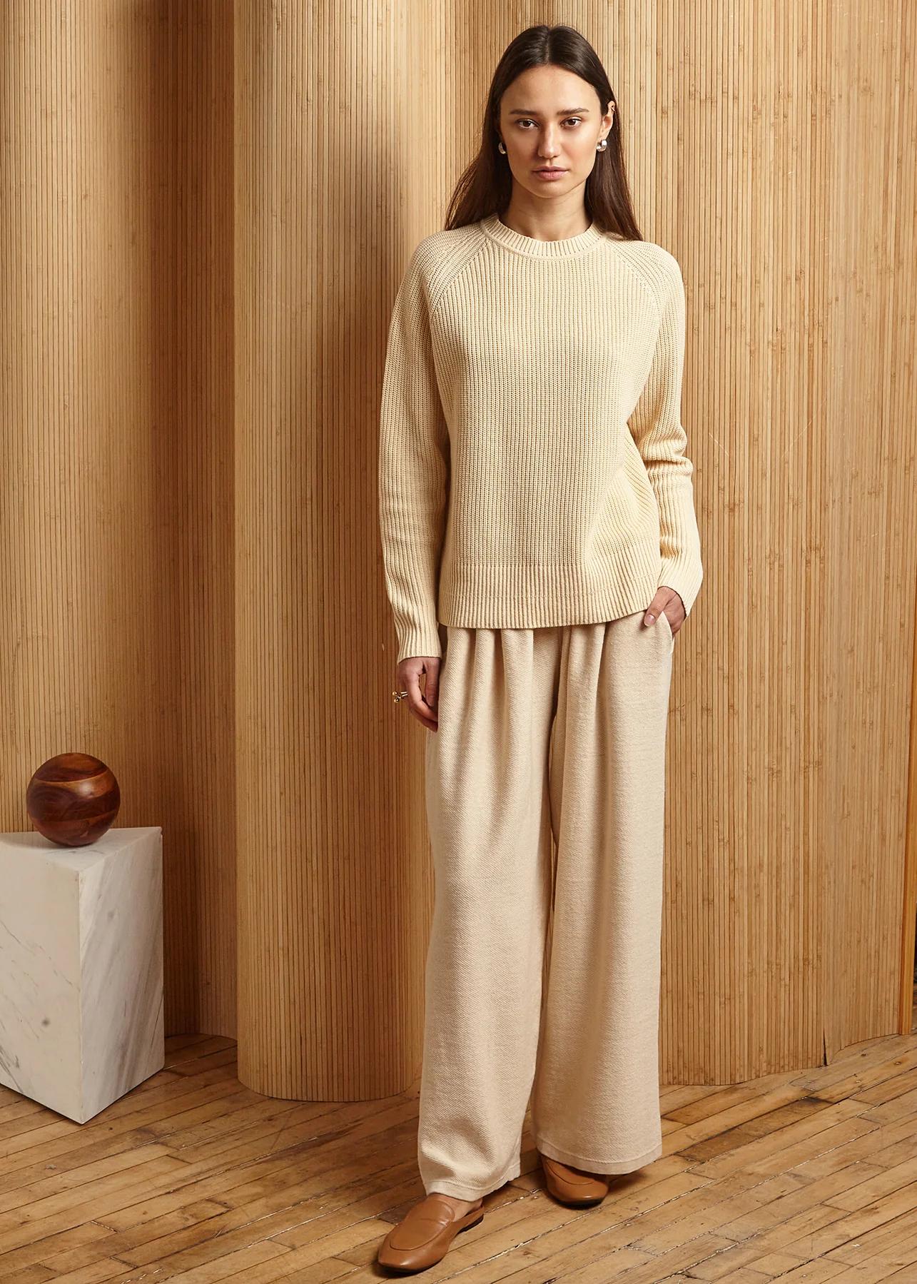 Romy Ribbed Crew Creme