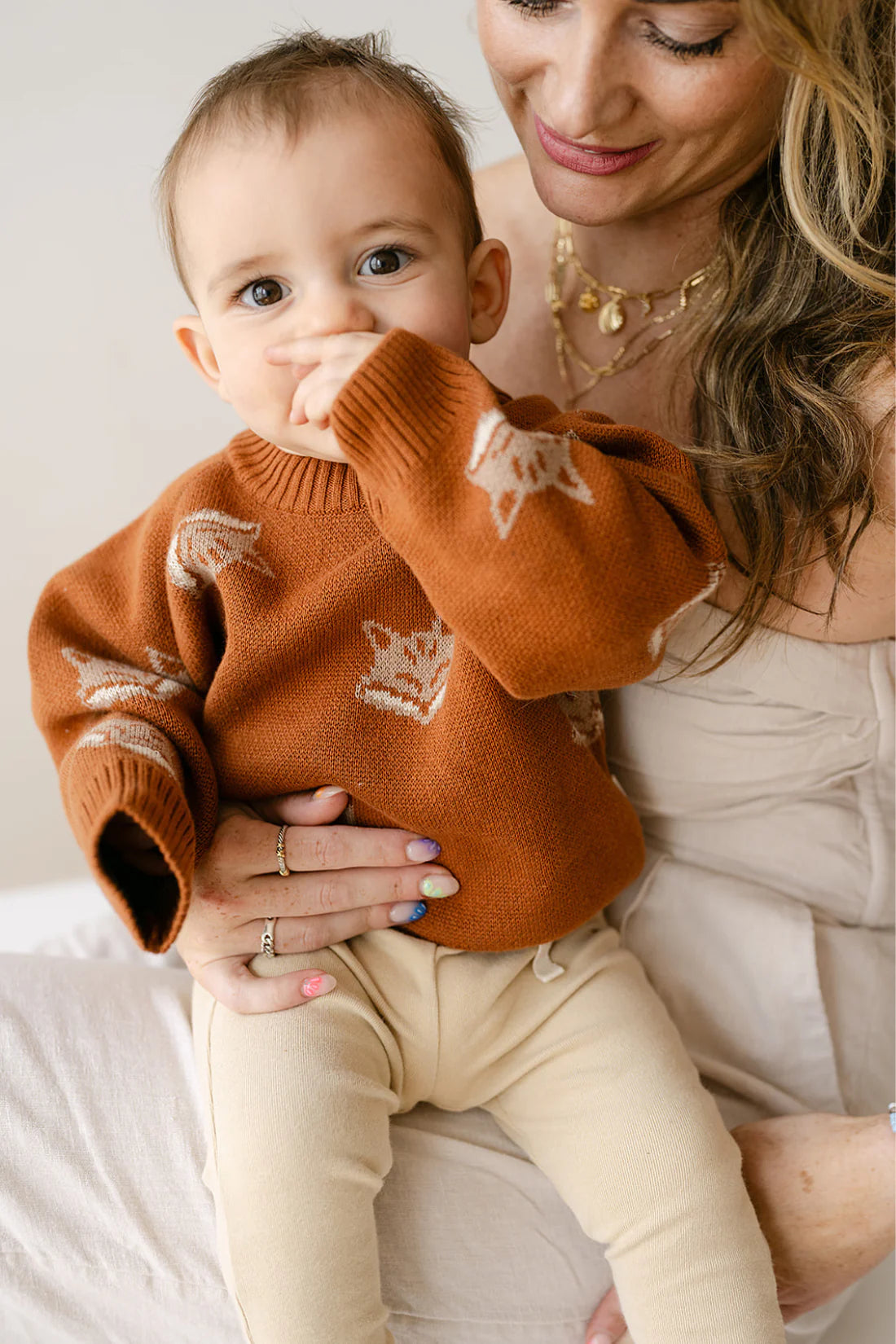 Organic Fox Knit Sweater in Mocha Bisque