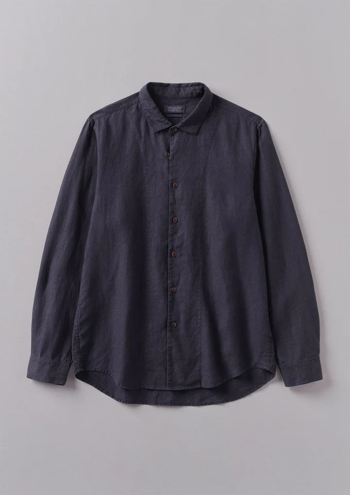 Loop Button Linen Shirt Slate