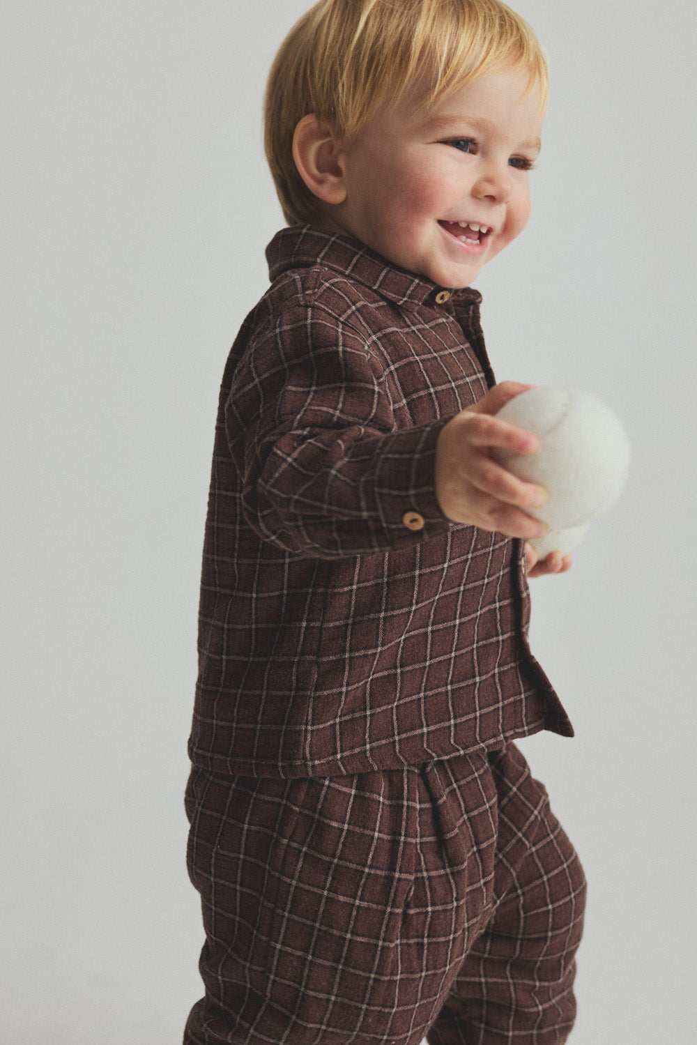 Plaid Check Baby Shirt - Brown