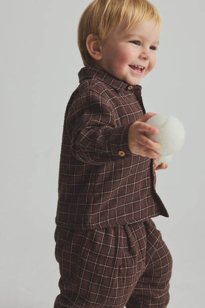 Plaid Check Baby Shirt - Brown