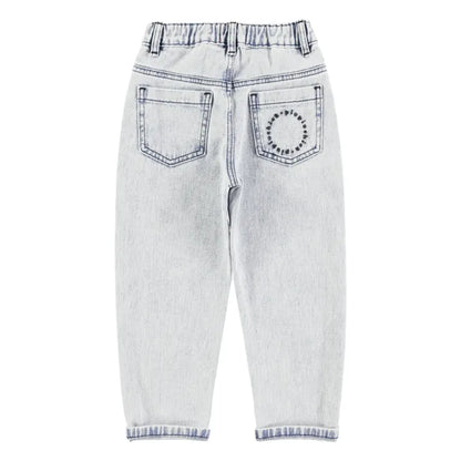 Unisex Denim Trousers Washed Light Blue Denim