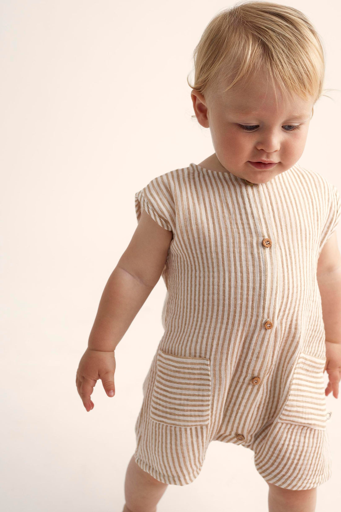 Striped Gauze Baby Jumpsuit