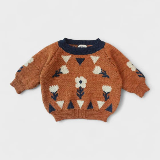 Naturally Dyed Wool &amp; Baby Alpaca Crewneck Baby Sweater