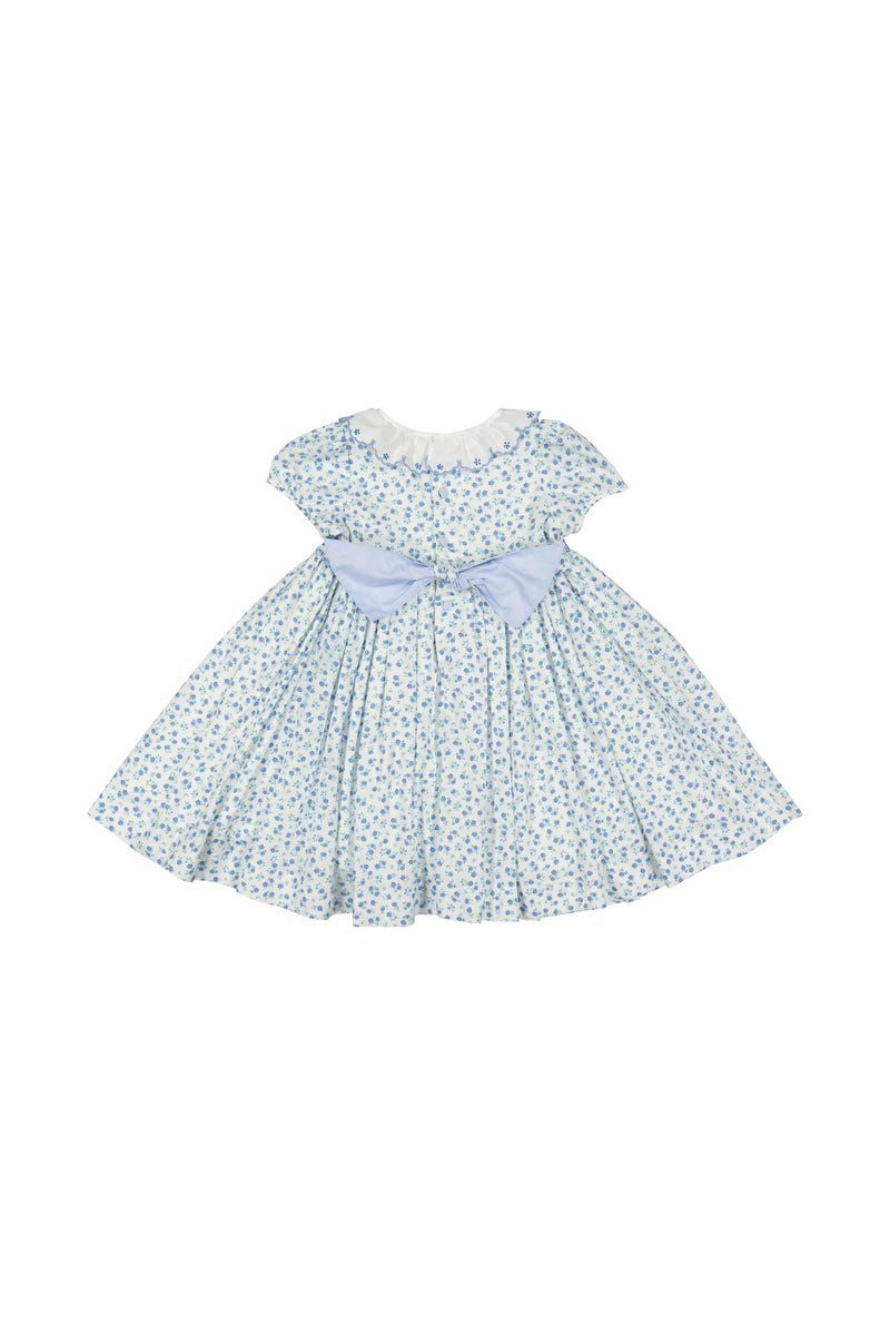 Isadora Floral Blue Short Puff Empire Dress