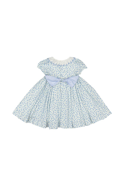 Isadora Floral Blue Short Puff Empire Dress