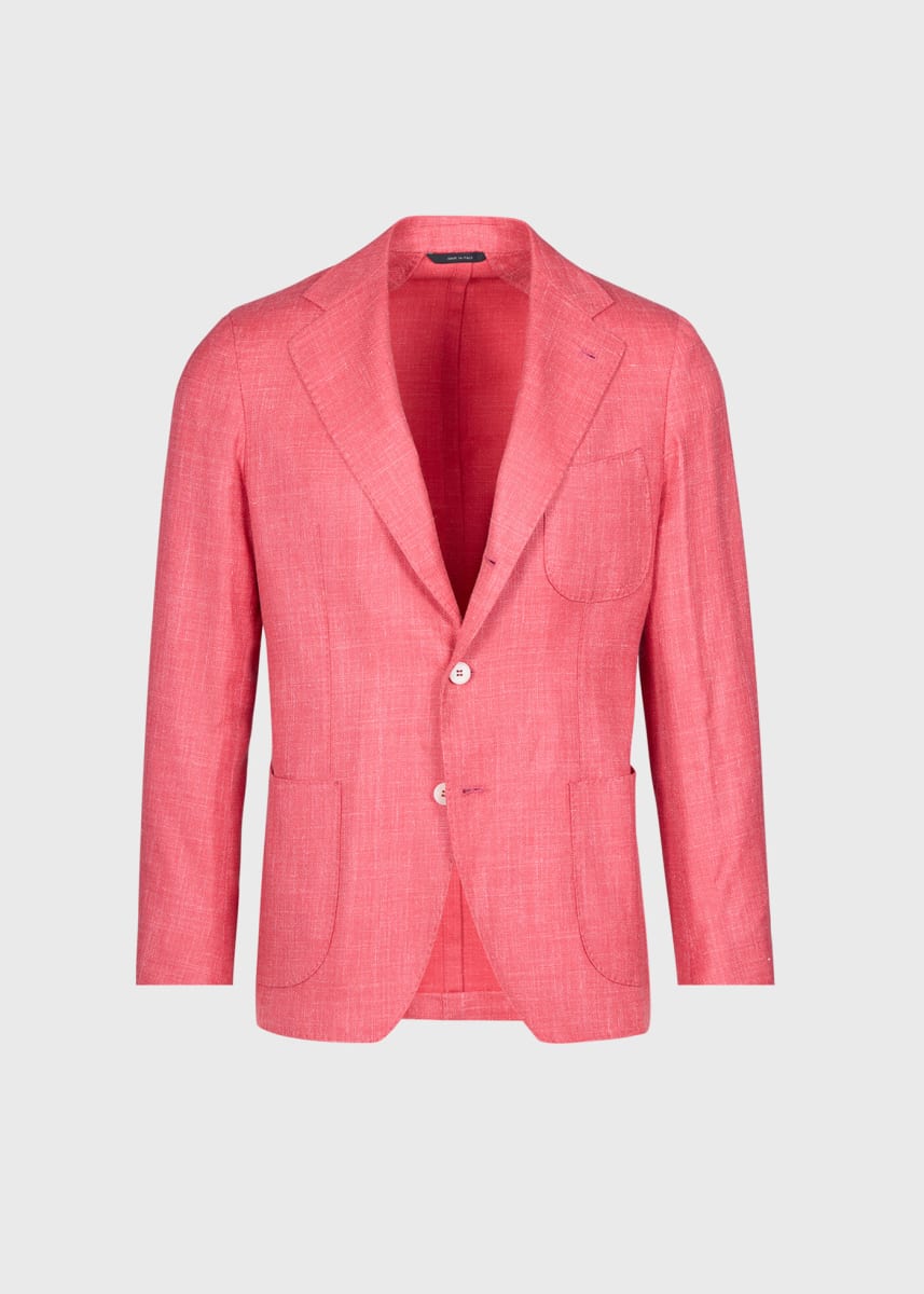 Wool Blend Hopsack Sport Jacket - Coral