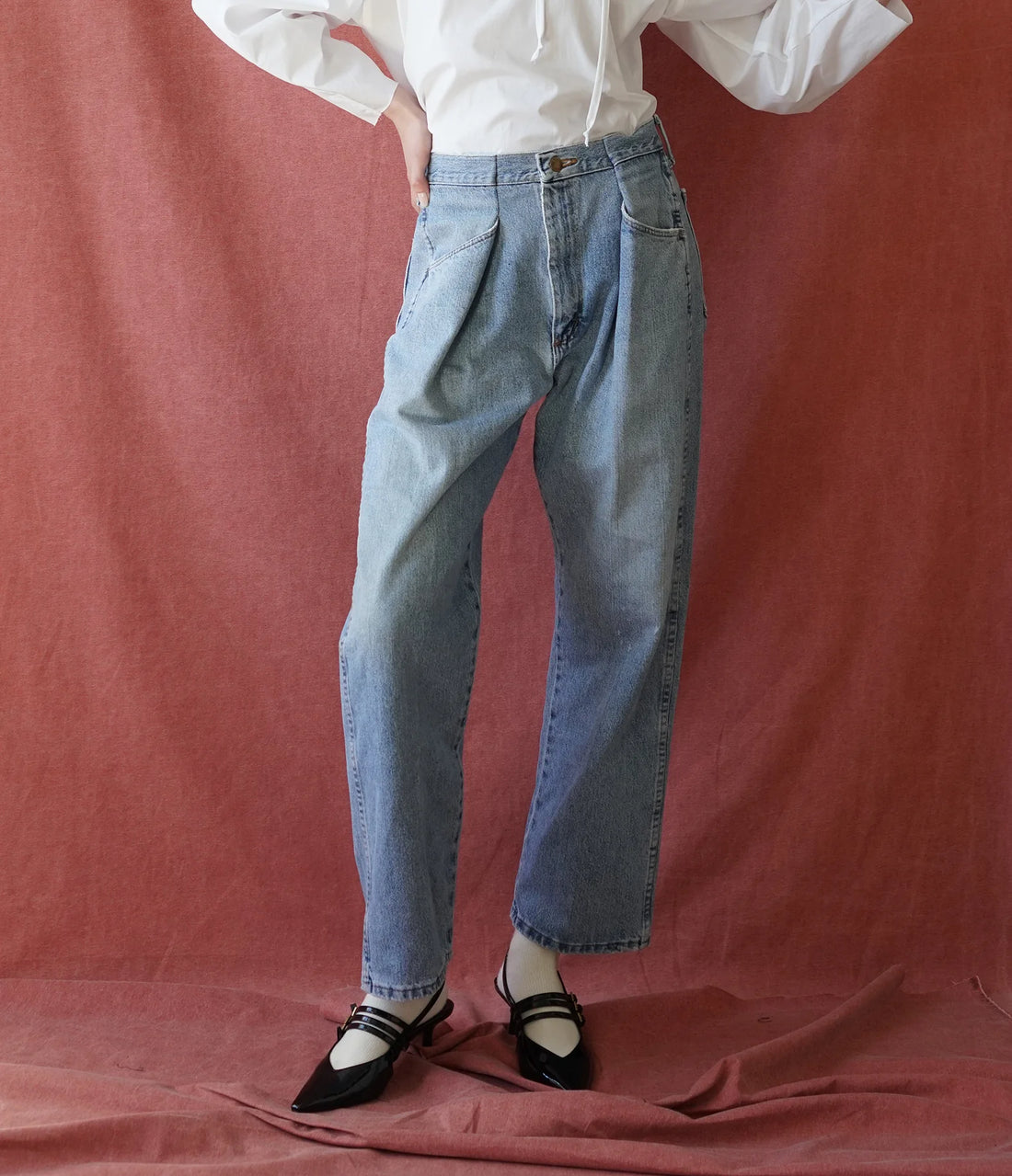 Upcycled Pleat Front Denim