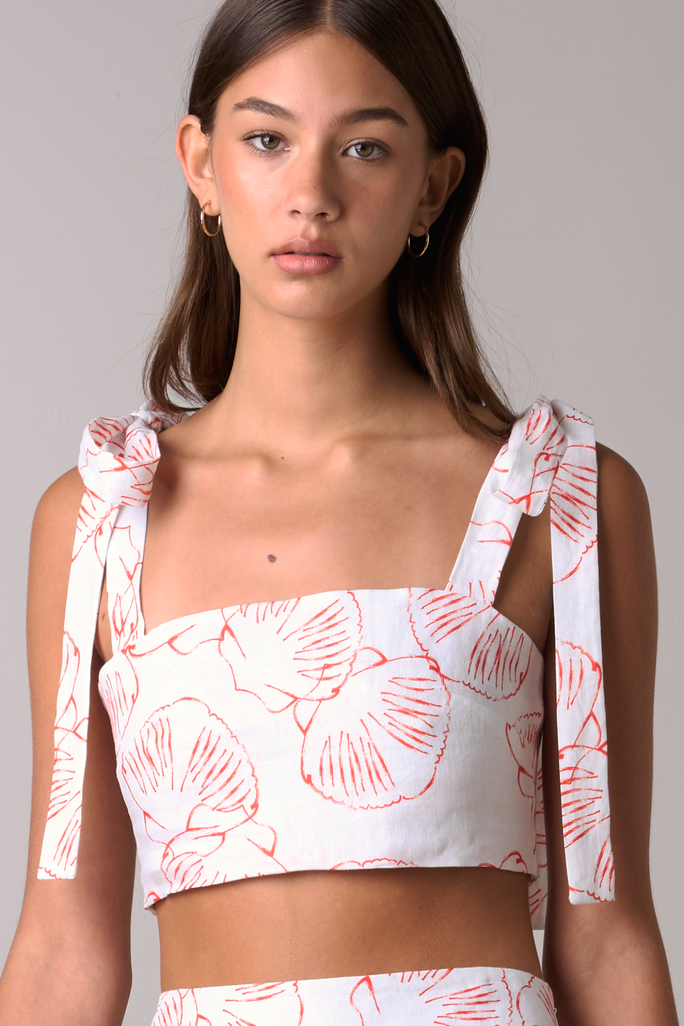 Tie Shoulder Top - Shell Print