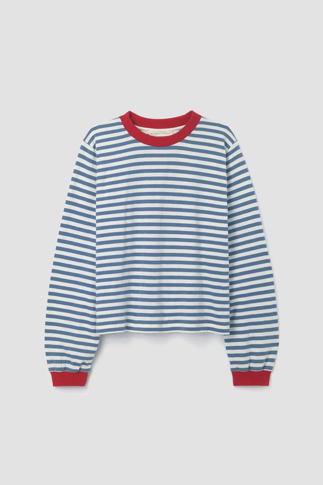 Sierra-Sue Organic Cotton Jersey Stripe Top in Pewter &amp; Off White Stripe