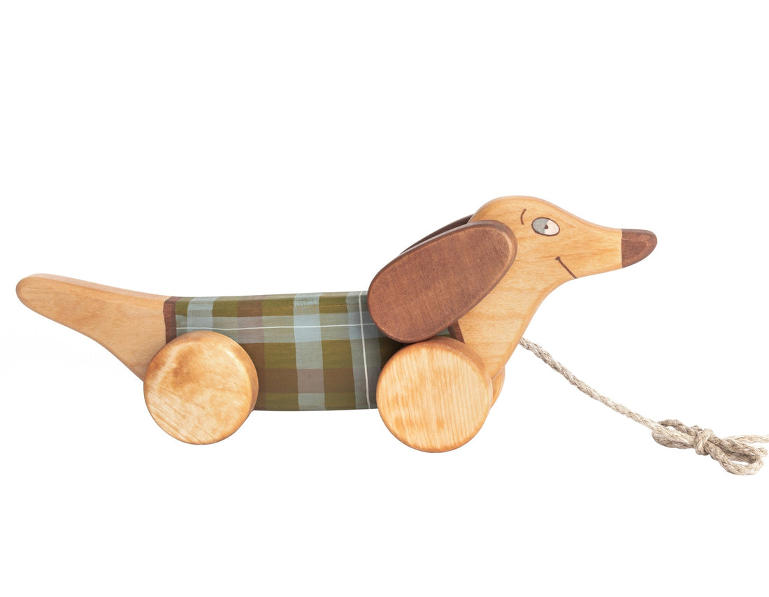 Sausage Dog Pull Toy - Green