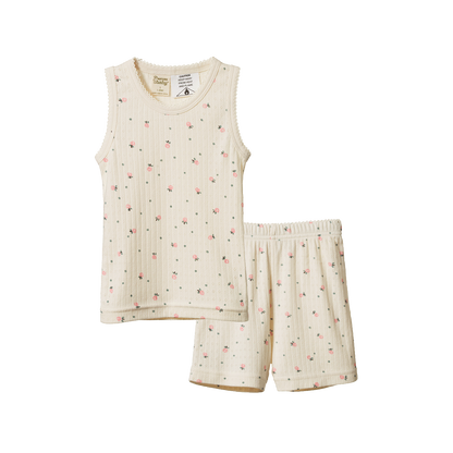 Pointelle Singlet Pyjama Set - Posey Blossom
