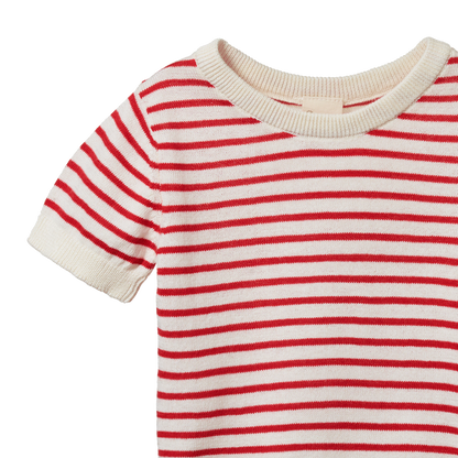 Knitted River Baby Tee Red Sailor Stripe