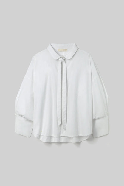 Luna Organic Cotton Poplin and Jersey Shirt in White