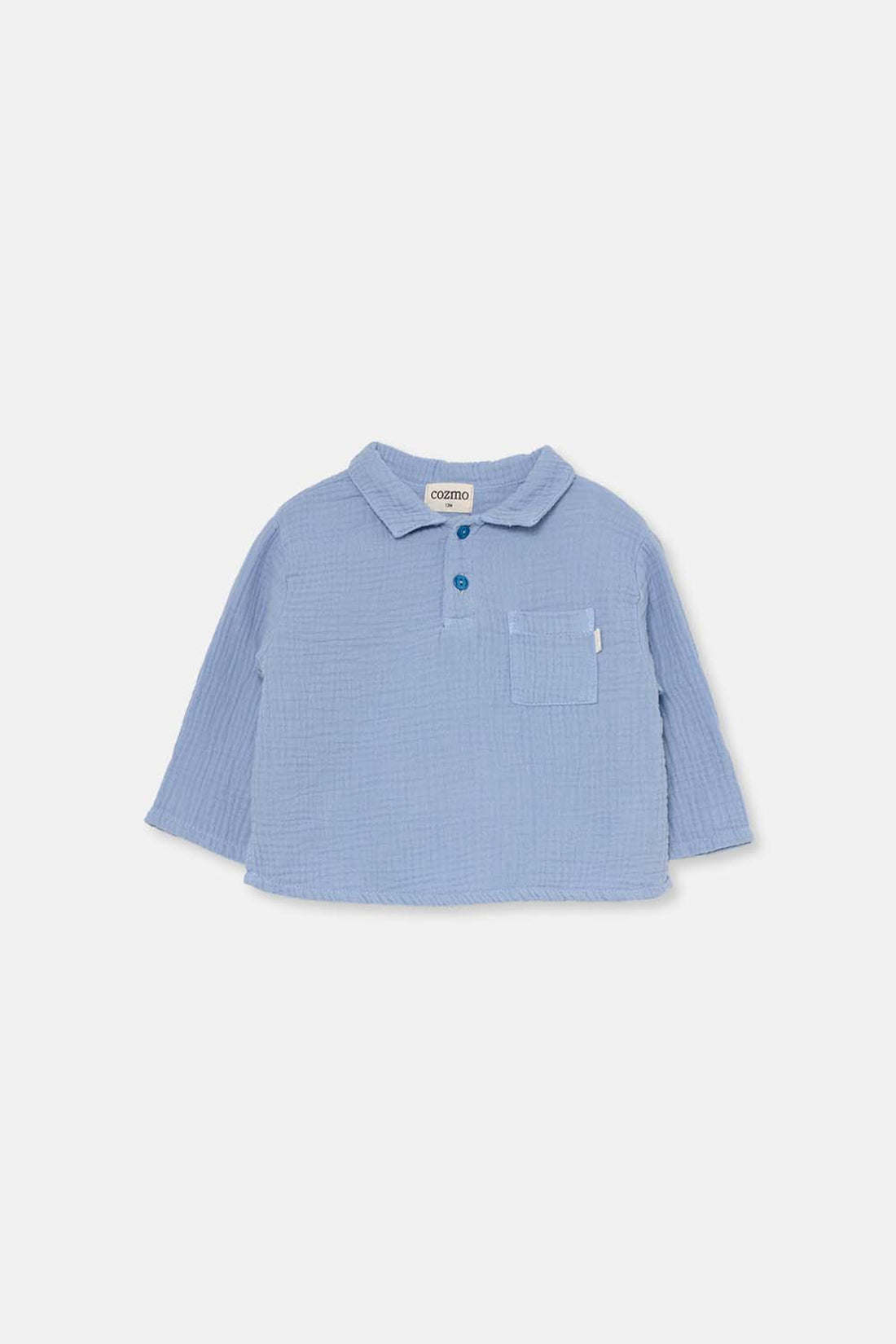 Textured Baby Shirt Soft Blue