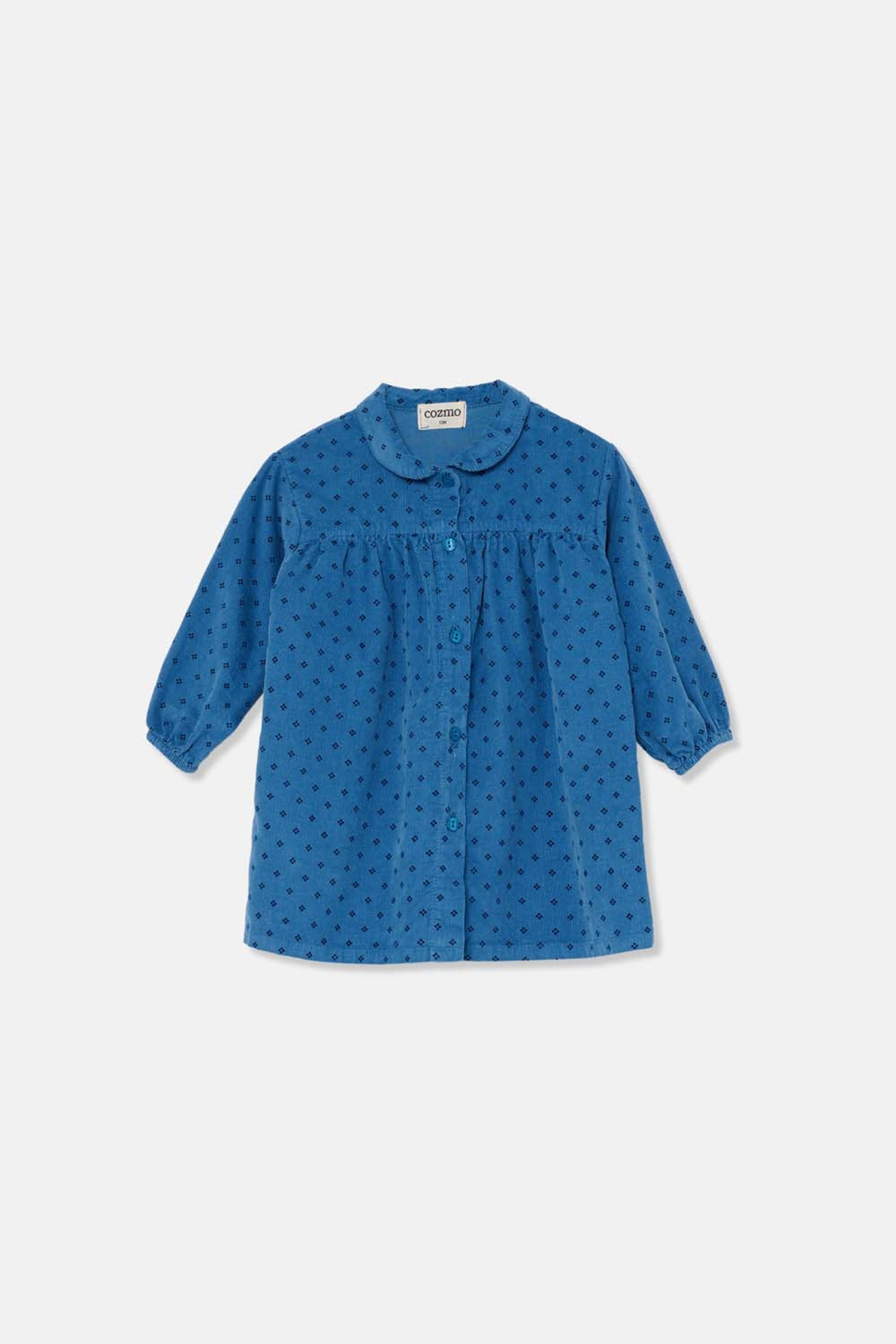 Corduroy Baby Dress Flakes Blue