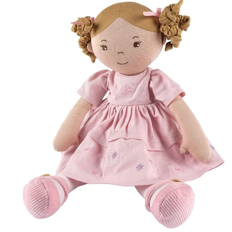 Amelia Lt. Brown Hair Doll in Pink Linen Dress
