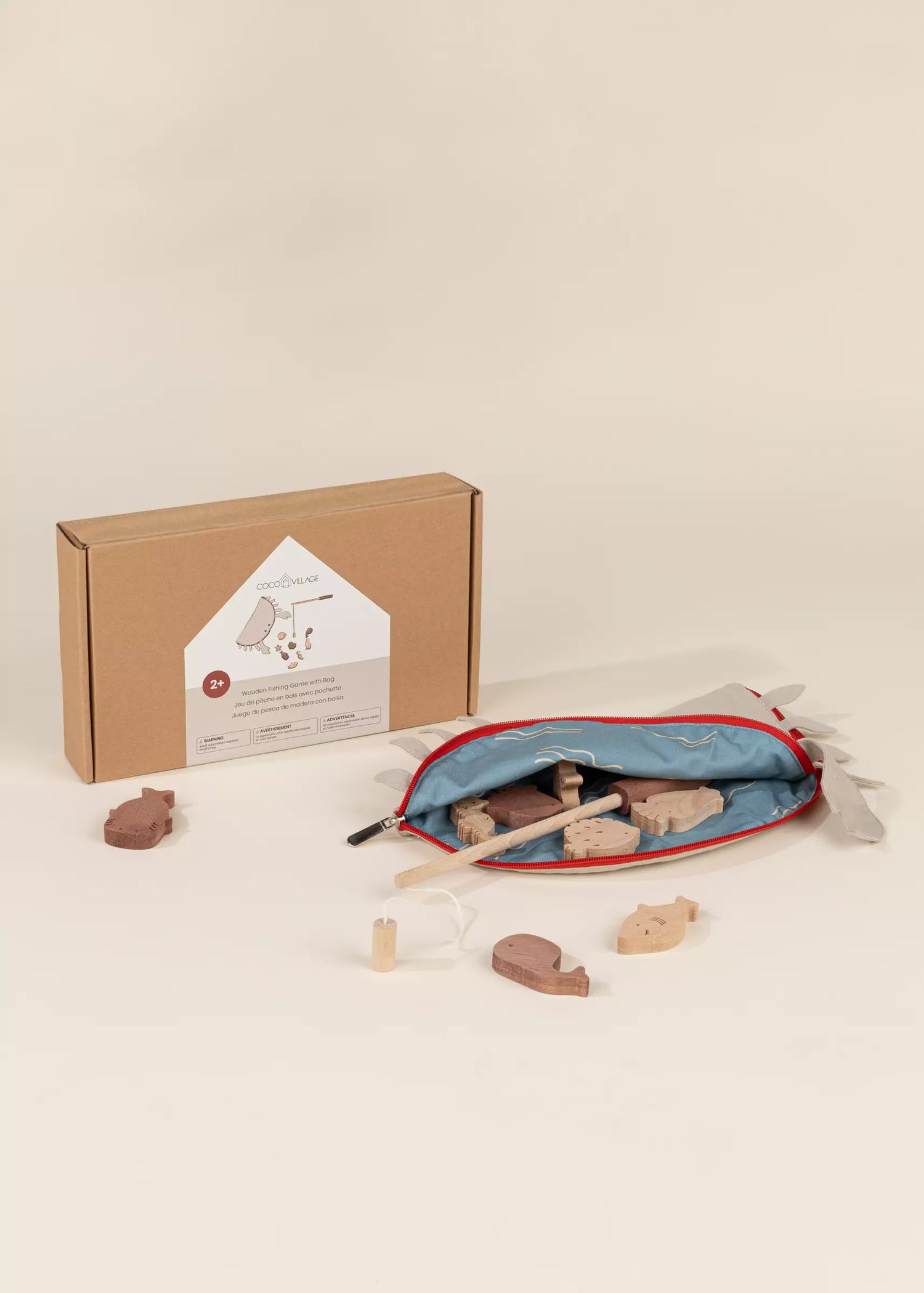 Wooden Fishing Game with Bag