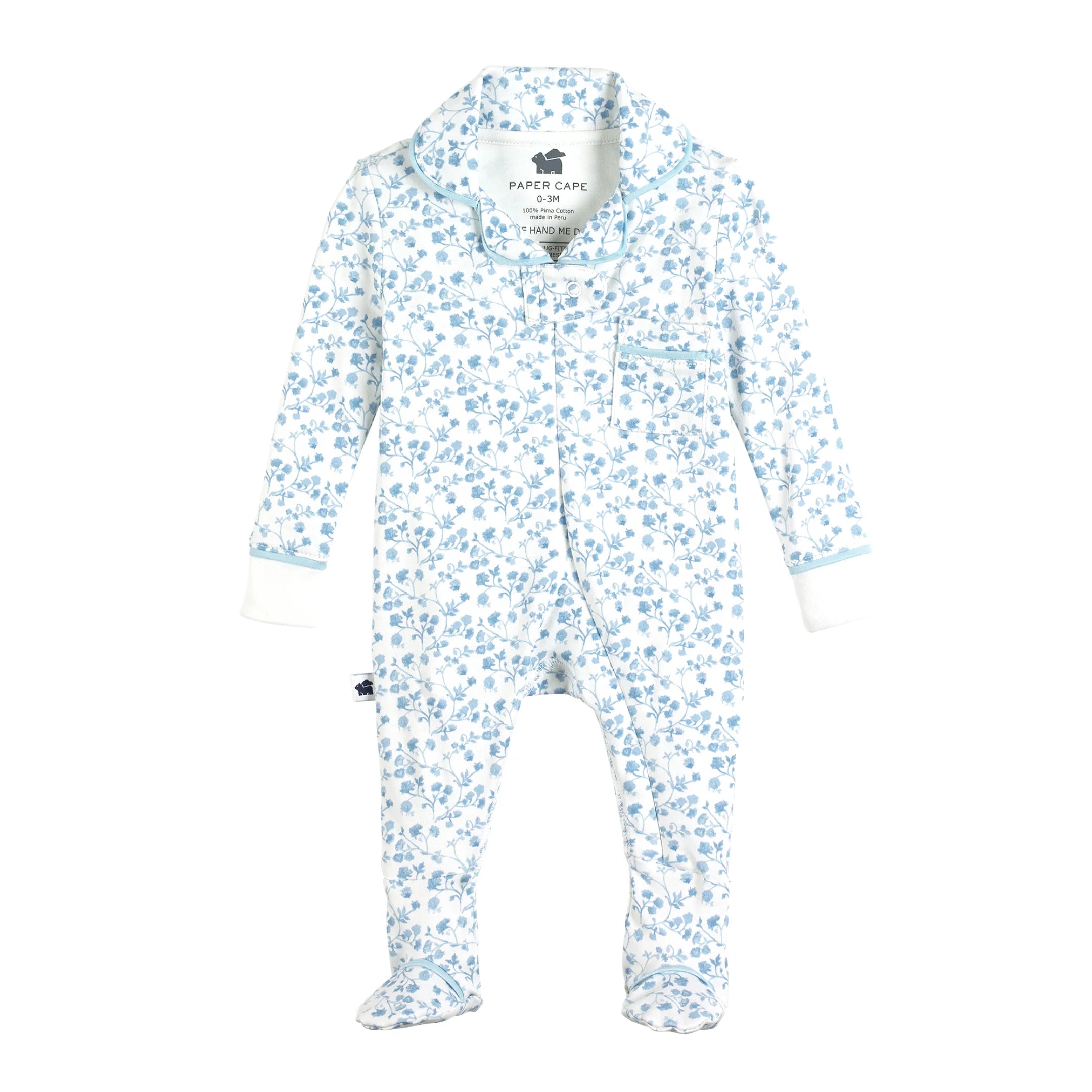 Classic Pajama Footie - Blue Vines