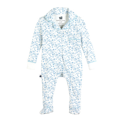 Classic Pajama Footie - Blue Vines