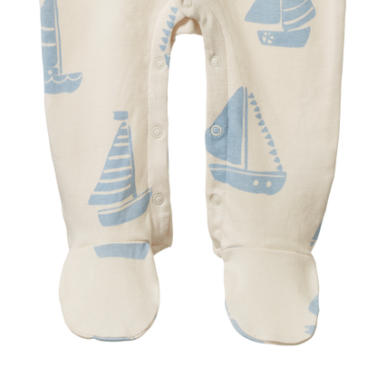 Cotton Stretch and Grow - Regatta Blue Print
