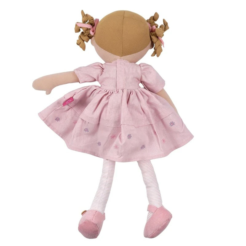 Amelia Lt. Brown Hair Doll in Pink Linen Dress