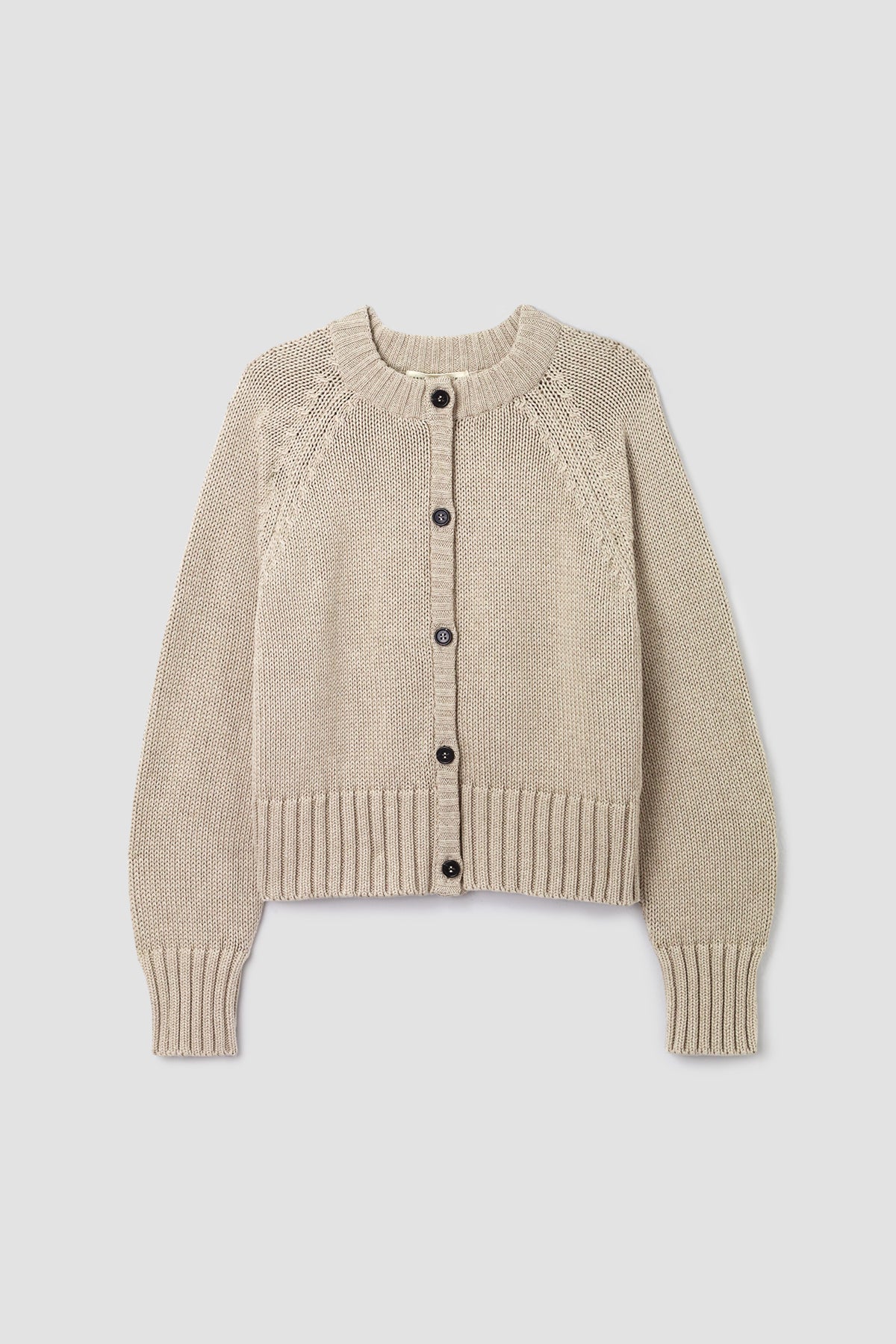 Sian Organic Cotton Knitted Cardigan in Beige Marl