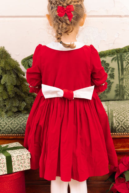 Olympe Red Holiday Smocked Baby Dress