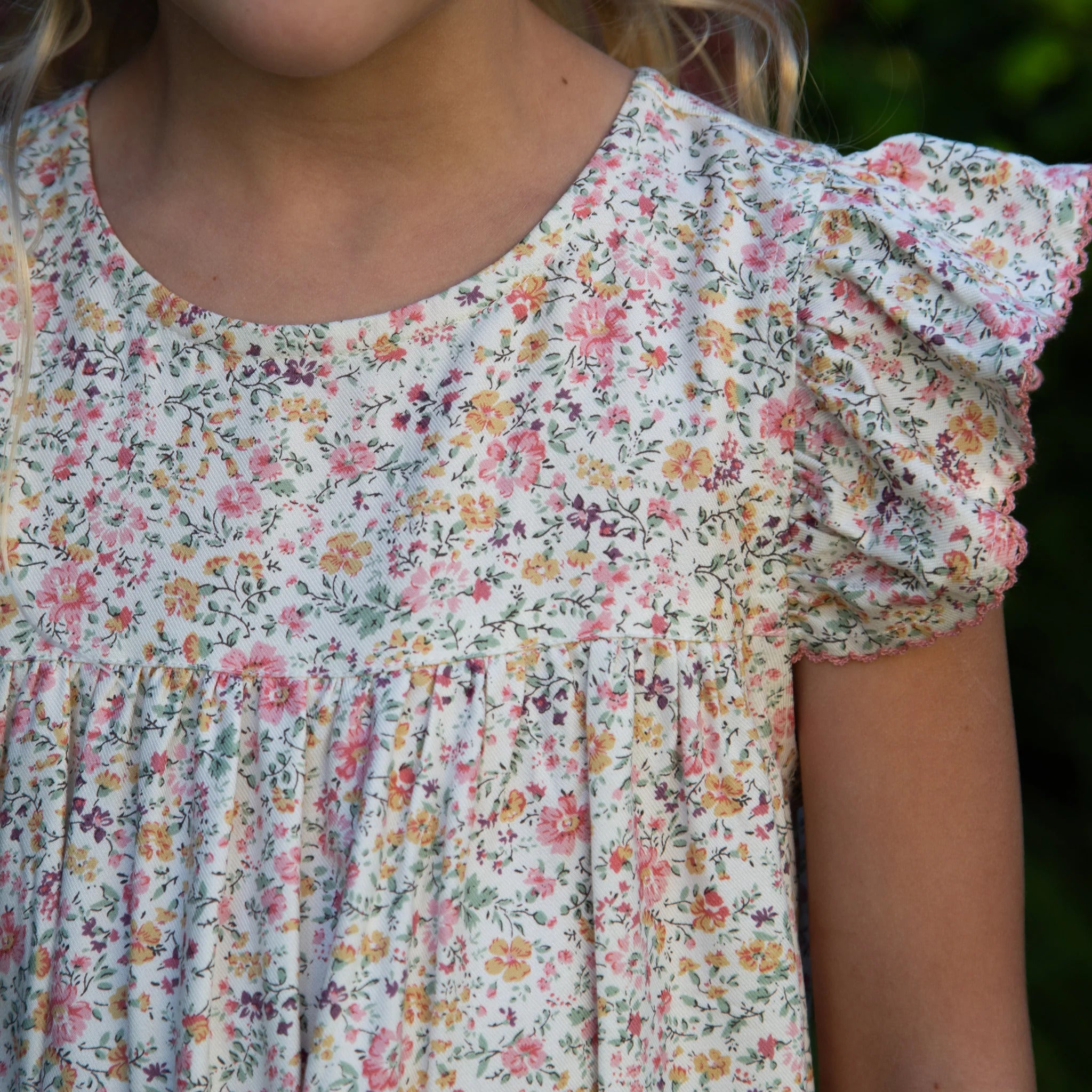 Hannah Dress with Flutter Sleeves | Peach Meadow