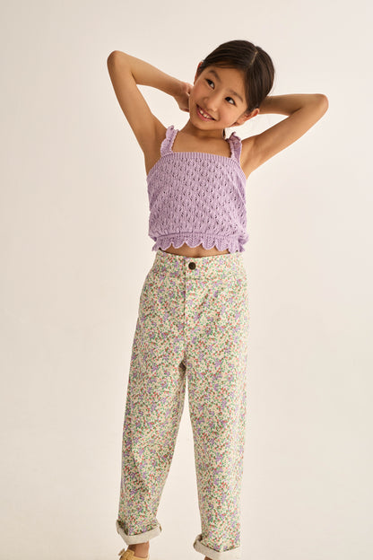 Openwork Tricot Top - Lavender