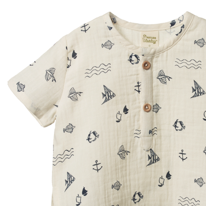 Short Sleeve Caravan Shirt Atlantic Natural Print