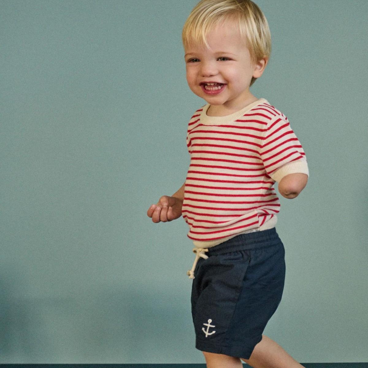 Knitted River Baby Tee Red Sailor Stripe