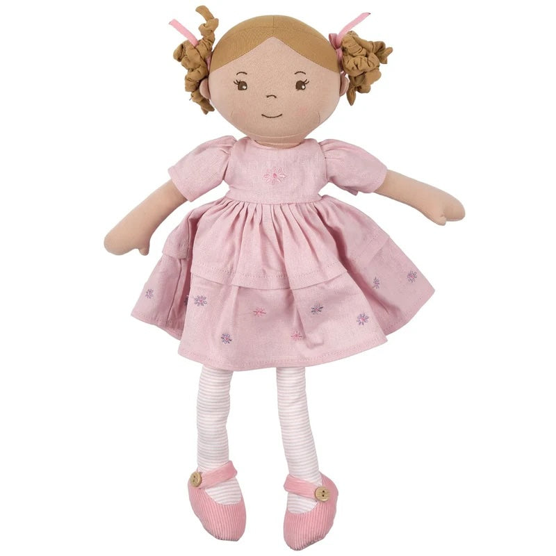 Amelia Lt. Brown Hair Doll in Pink Linen Dress