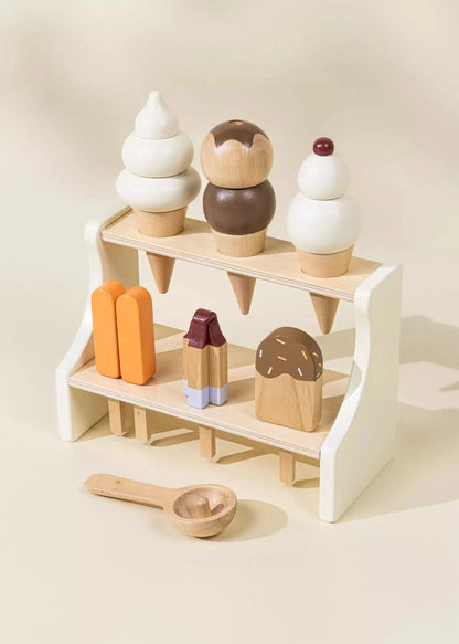 Wooden Ice Cream Stand and Accessories
