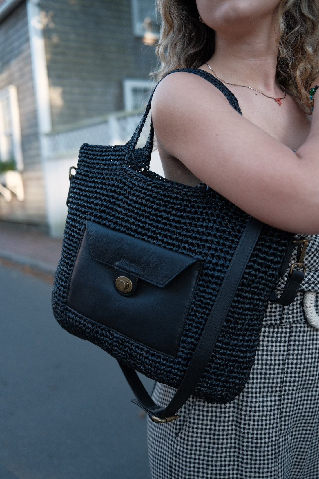 The LIDO Straw Tote Black