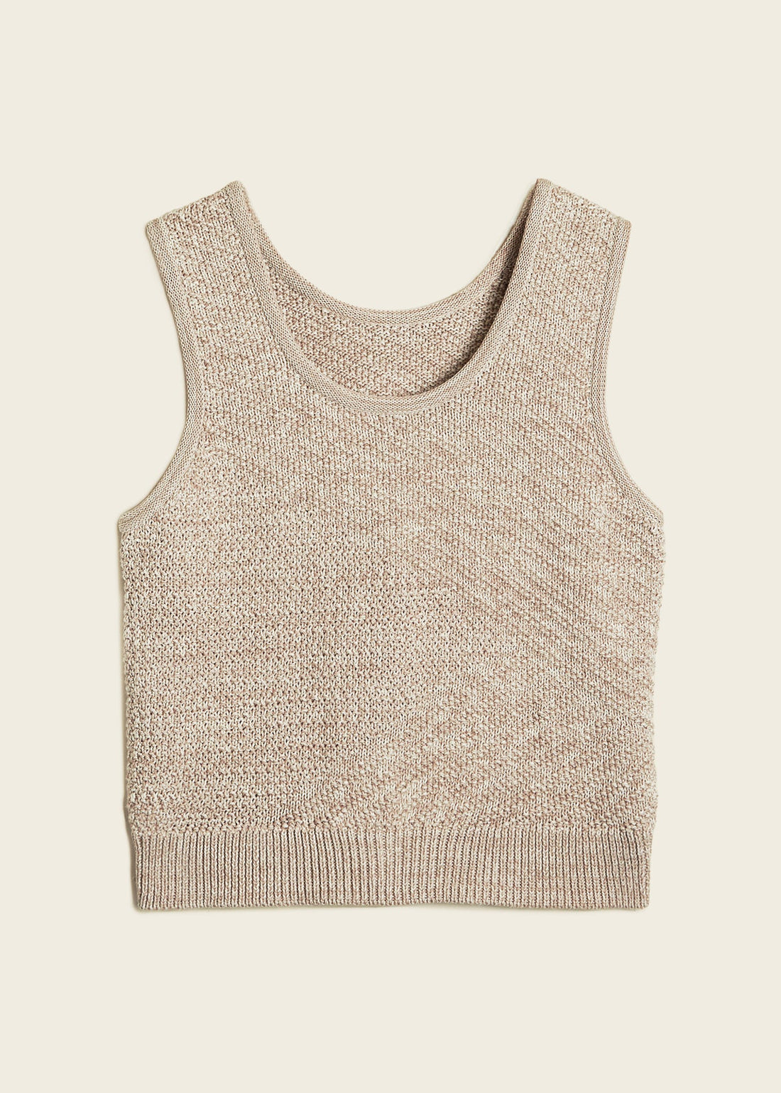 Angled Rib Crochet Vest Oat Marl