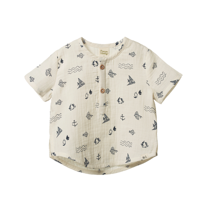 Short Sleeve Caravan Shirt Atlantic Natural Print